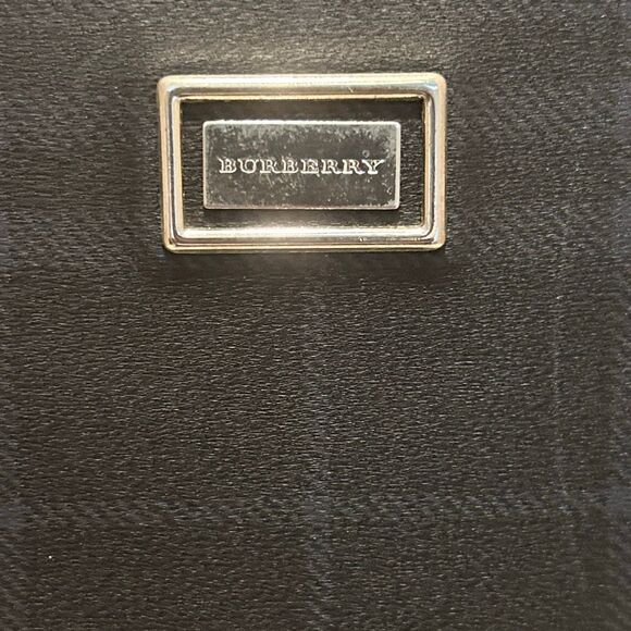 Burberry Tote Bag Blue Nova Check Plaid Coated Canvas Equestrian Old Money Prep - Picture 2 of 13